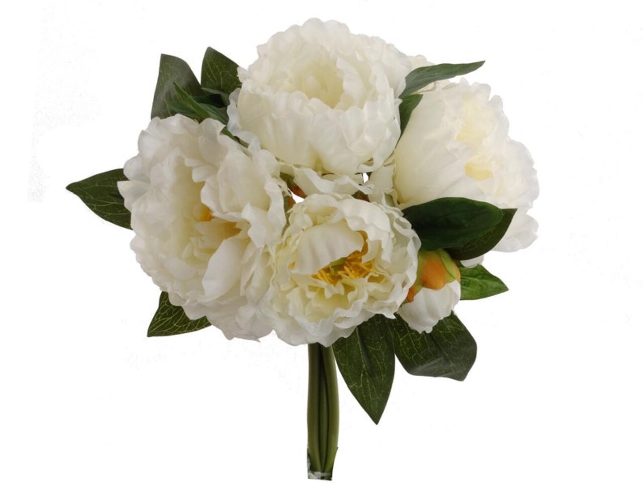 12-Inch Cream White Silk Peony Bouquet - Elegant Floral Decor for Your Home